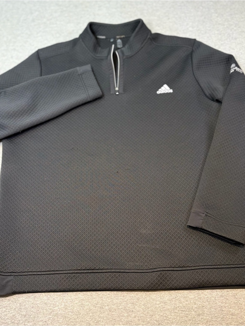 Adidas Men’s XL Patterned 1/4 Zip Black Pullover Textured Golf Long Sleeve